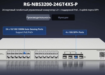 Коммутатор Ruijie RG-NBS3200-24GT4XS-P-V2 Управляемый  коммутатор 2 уровня  24 порта 10/100/1000BASE-T и 4 порта 1G/10G SFP+, поддержка PoE+, макс. 370  Вт для PoE
