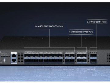 Коммутатор Ruijie RG-CS86-20XS4VS2QXS-D  3 уровня  20 портов  1G/10GBASE-X SFP+ и 4 порта, 10G/25GBASE-X SFP28, 2 порта 40GBASE-X QSFP+, поддержка до 32 портов 10G, 2 модульных слота питания